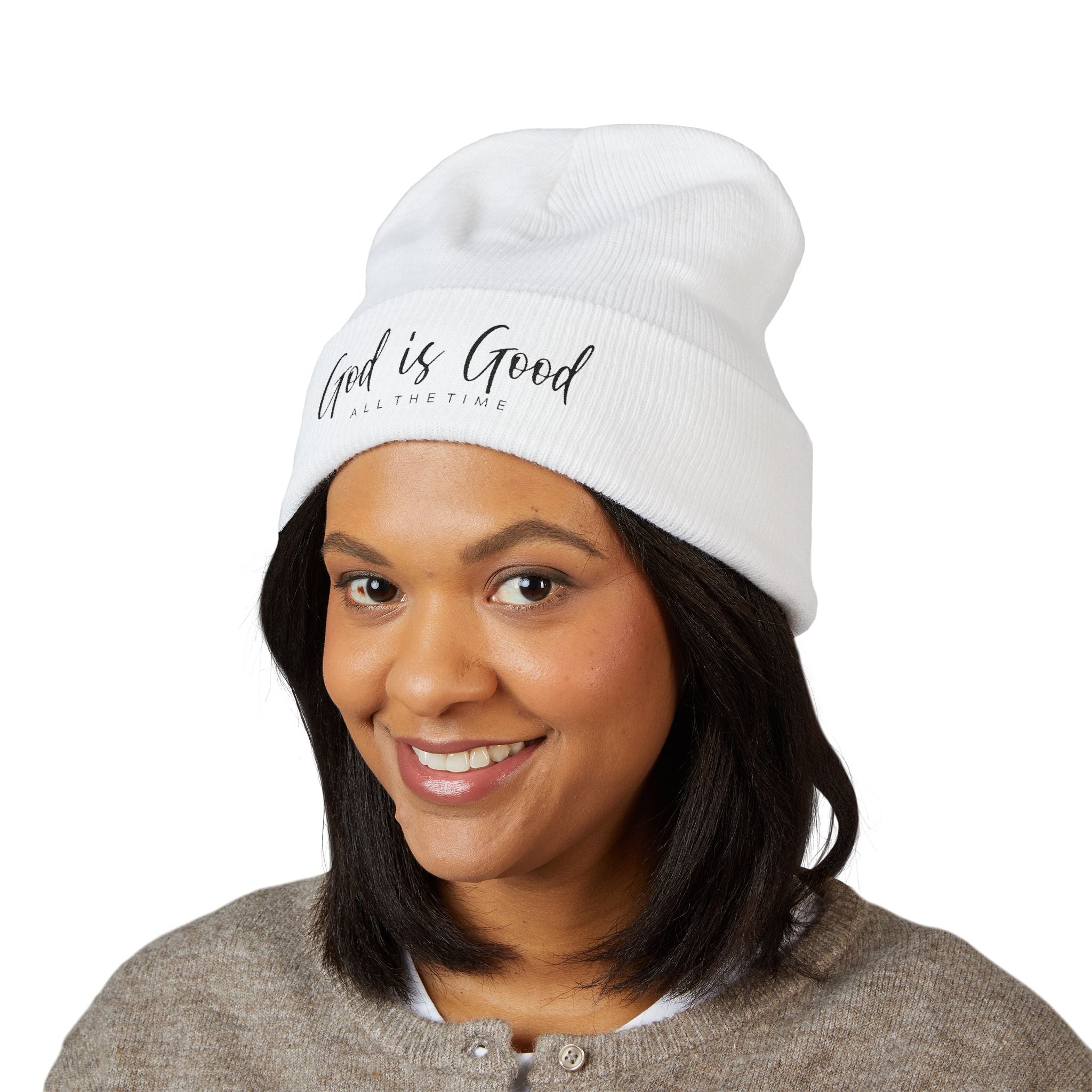 God Is Good Embroidered Cuffed Beanie