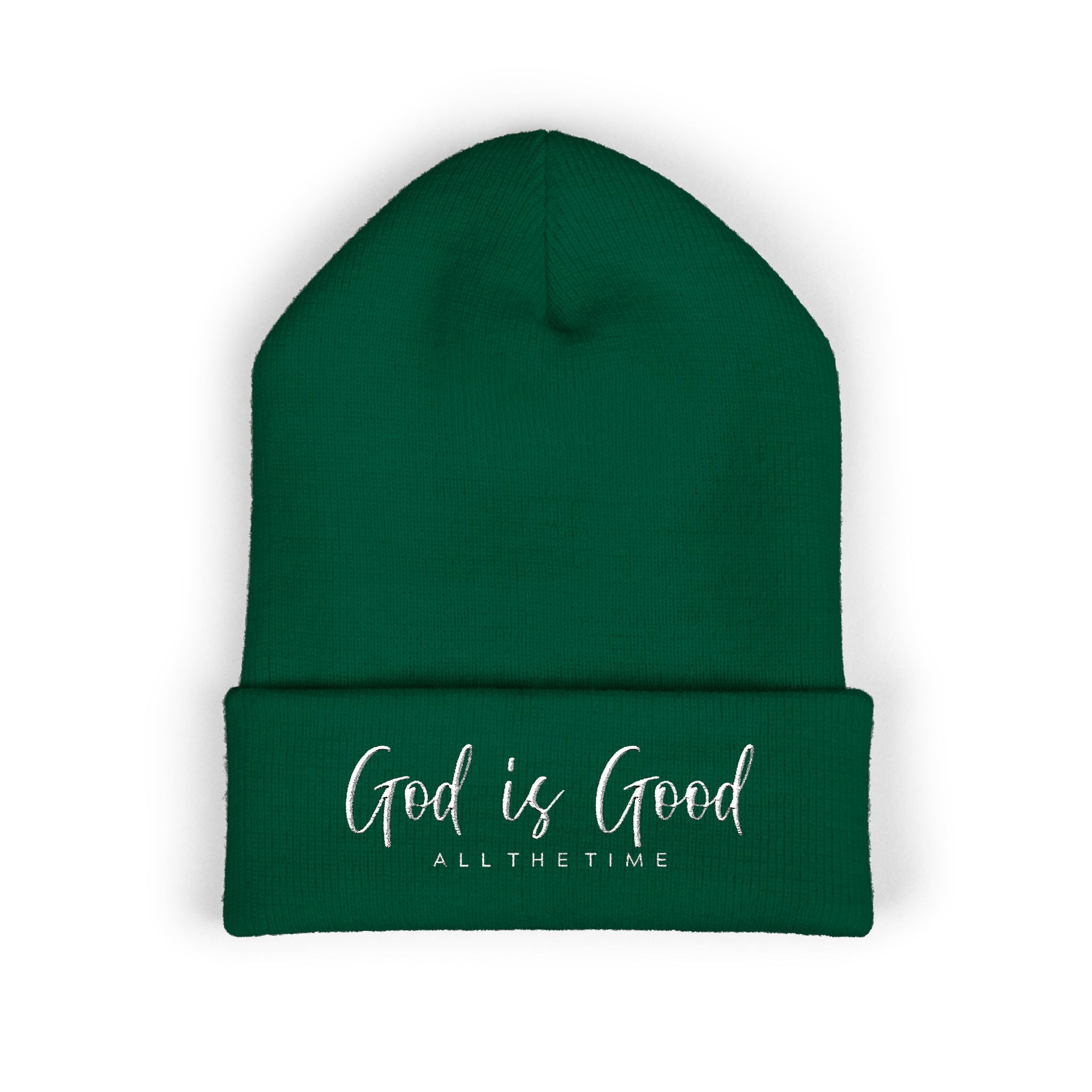 Embroidered 'God Is Good' Cuffed Beanie